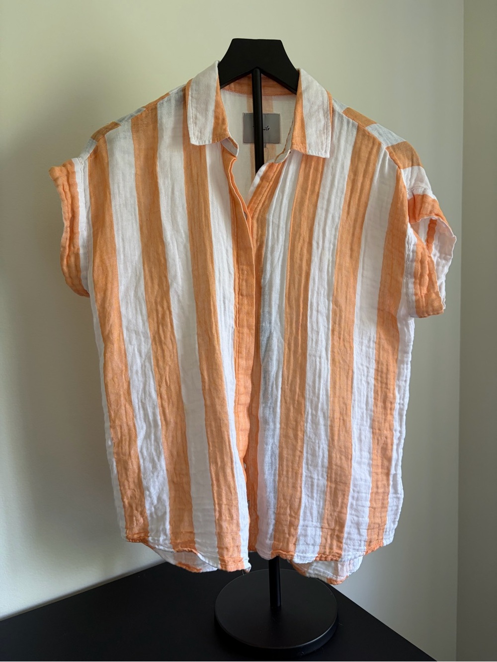 Rails Orange & White Striped Button-Down Shirt 100% organic cotton